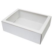 Коробка картонная для пирога 400х300х120мм D=25-28 см С окном, МГК цвет Белый (х1/25)