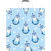 Пакет ПЭ с петлевой ручкой 38х42+3см (37) ПНД (Пингвины) НГ, Фото двухсторон. Артпласт (х50/500)