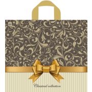 Пакет ПЭ с петлевой ручкой 34х40+6см (70) (Бежевый узор) Тико (х50/300)