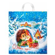 Пакет ПЭ с петлевой ручкой 38х42+6см (40) ПНД (Морозное утро) НГ Интерпак (х25/500)