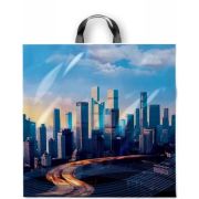 Пакет ПЭ с петлевой ручкой 44x44+6см (70) (Небоскребы) Интерпак (х25/250)