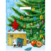 Пакет ПЭ с вырубной ручкой 31х40см (60) (Новогодняя посылка) НГ, глянцевый Артпласт (х50/1000)