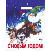 Пакет ПЭ с вырубной ручкой 31х40см (60) (Веселая упряжка) НГ, глянцевый Артпласт (х50/1000)