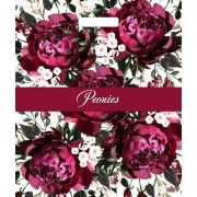 Пакет ПЭ с вырубной ручкой 38х45+6см (60) (Бордовые пионы) Глянцевый Тико (х50/500)