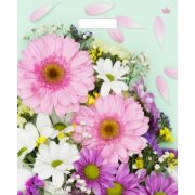 Пакет ПЭ с вырубной ручкой 38х45+6см (60) (Нежные герберы) Глянцевый Тико (х50/500)