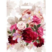 Пакет ПЭ с вырубной ручкой 31x40+6см (60) (Пионы на бежевом) Глянцевый Тико (х50/500)