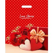 Пакет ПЭ с вырубной ручкой 38х47+6см (60) (Лав стори) ламинированный Интерпак (х50/500)