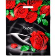 Пакет ПЭ с вырубной ручкой 38x47+6см (60) (Страсть) ламинированный Интерпак (х50/500)