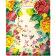 Пакет ПЭ с вырубной ручкой 38х47+6см (60) (Винтаж) ламинированный Интерпак (х50/500)