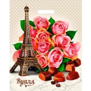 Пакет ПЭ с вырубной ручкой 38х47+6см (60) (Вуаля) ламинированный Интерпак (х50/500)