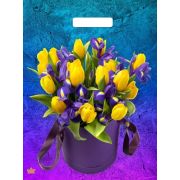 Пакет ПЭ с вырубной ручкой 31х40см (60) (Желтые тюльпаны) ламинированный Тико (х50/500)
