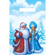 Пакет ПЭ с вырубной неусиленной ручкой 20х30см (30) (Дедушка Мороз и Снегурочка) НГ Артпласт (х100/3000)