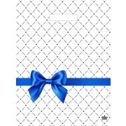 Пакет ПЭ с вырубной ручкой 31х40+6см (30) (Синий бантик) Глянцевый Тико (х50/1300)