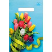 Пакет ПЭ с вырубной неусиленной ручкой 20х30см (30) (Тюльпаны на голубом) Тико (х100/3000)