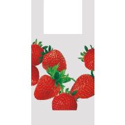 Пакет ПЭ типа «майка» 28+14х55см (37) (Клубника крупная) ПВД (серый) Артпласт (х50/750)