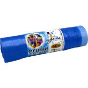 Мешки мусорные ПНД 60л 60x70см (12) С завязкой в рулонах (по 30 шт) (голубой) Идеал (х1/30) [упаковка]
