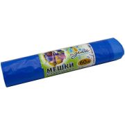 Мешки мусорные ПНД 60л 60x70см (23) С завязкой в рулонах (по 10 шт) (голубой) Идеал (х1/45) [упаковка]