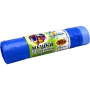 Мешки мусорные ПНД 30л 51x60см (15) С завязкой в рулонах (по 20 шт) (голубой) Идеал (х1/56) [упаковка]