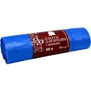 Мешки мусорные ПНД 60л (10) С завязкой в рулонах (по 30 шт) (голубой) Оптимум (х1/32) [упаковка]