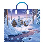 Пакет ПЭ с пластмассовыми ручками 38х34+3см (90) (Зимняя деревня) НГ Артпласт (х10/150)