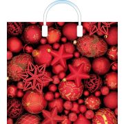 Пакет ПЭ с пластмассовыми ручками 38х34+3см (90) (Красные шары) НГ, глянцевый Артпласт (х10/150)