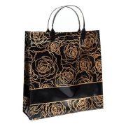 Пакет ПЭ с пластмассовыми ручками 30+10х30+10см (Золотые розы) ламинированный, многослойный (х1/10)