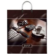 Пакет ПЭ с пластмассовыми ручками 40x44+10см (Стартап) ламинированный Интерпак (х10/100)