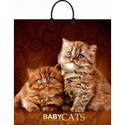 Пакет ПЭ с пластмассовыми ручками 40х44+10см (100) (Бэбикэтс) ламинированный Интерпак (х10/100)