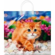 Пакет ПЭ с пластмассовыми ручками 38х35+10см (90) (Пушок) ламинированный Интерпак (х10/100)