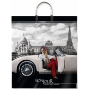 Пакет ПЭ с пластмассовыми ручками 40х44+10см (100) (Бонжур) ламинированный Интерпак (х10/100)