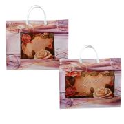 Пакет ПЭ с пластмассовыми ручками 34+10x37+10см Фирс ламинированный, многослойный с карманами (х10/50)