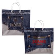 Пакет ПЭ с пластмассовыми ручками 34+10x39+10см Индиго ламинированный, многослойный с карманами (х10/50)