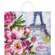 Пакет ПЭ с пластмассовыми ручками 38х35+10см (90) (Тур-де-франс) ламинированный Интерпак (х10/100)