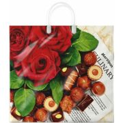 Пакет ПЭ с пластмассовыми ручками 38х35+10см (90) (Марципан) ламинированный Интерпак (х10/100)