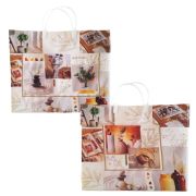 Пакет ПЭ с пластмассовыми ручками 34+10x39+10см Кутюр ламинированный, многослойный с карманами (х10/50)