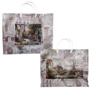 Пакет ПЭ с пластмассовыми ручками 34+10x37+10см Мираж ламинированный, многослойный с карманами (х10/50)