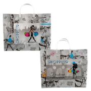 Пакет ПЭ с пластмассовыми ручками 34+10x39+10см Шопинг ламинированный, многослойный с карманами (х10/50)