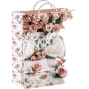 Пакет подарочный 30х40+10см Из мягкого пластика «Кремовые розы» Тико (х1/40)