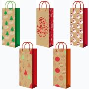 Пакет подарочный 12х36+10см НГ цвет Крафт/Белый (BK011-015) (х10/200) Китай