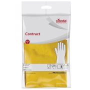 Перчатки хозяйственные латексные Vileda Контракт, с х/б напылением (размер S) цвет Желтый (х1/50) Малайзия
