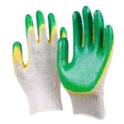 Перчатки ХБ с ПВХ, арт ко, двойной облив, пара (зеленые) (х1/300)