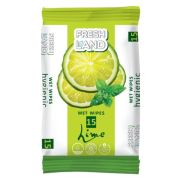 Гигиенические влажные салфетки Freshland 15 шт., «Лайм» (х1/84)