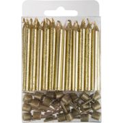 Свечи цвет Золотой Набор свечей для торта, с блестками, 6 см(24 шт) (х1/12)