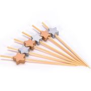 Пика «Звездочка серебро/золото» Дл:75мм Бамбук (х100/10000) Китай