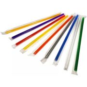 Трубочки прямые в индивид. п/п упаковке, цветные Дл:240мм D=8мм (х250/5000)