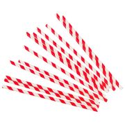Трубочки бумажные красная полоса Дл:197мм D=6мм (х25/10000)