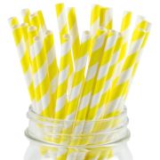 Трубочки бумажные желтая полоса Дл.: 197мм 6мм (х25/10000)