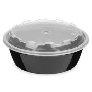 Контейнер суповой с прозр. крыш. круглый ПП 1264, 530мл D=152мм Выс:48мм цвет Черный ОЗЛП/ВЗЛП (х150)