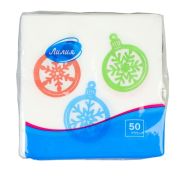 Салфетки 24х24см (Шарики-снежинки НГ) 50 листов (х1/72)