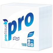 Салфетки бумажные 22x22см белые, 100 листов, С229 PRO Tissue (х1/40)